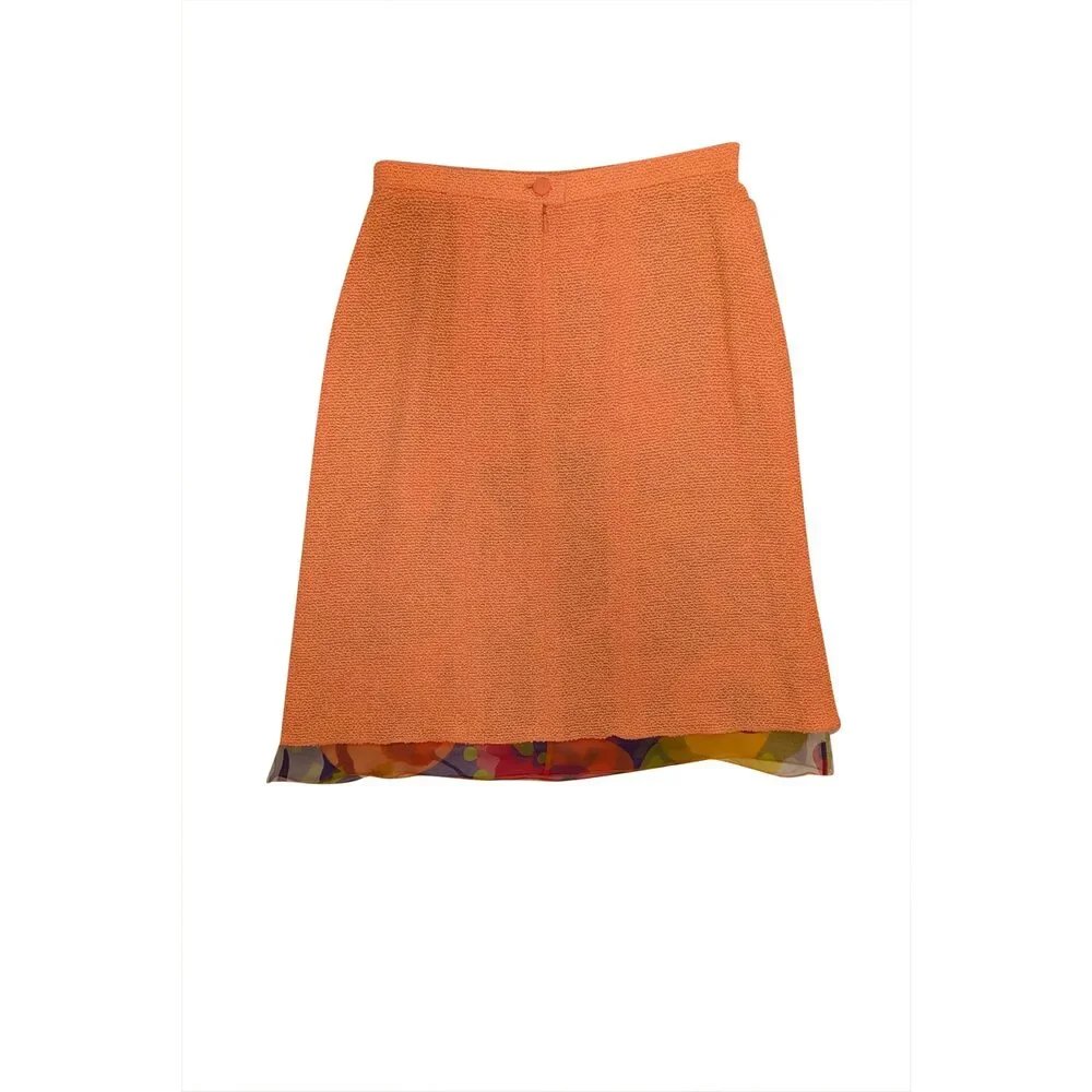 Chanel - Orange Tweed Pencil Skirt Sz 10
